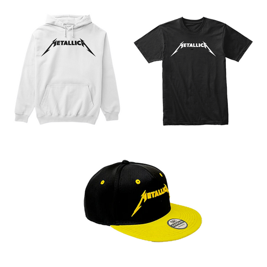 Combo Metallica Logo: Buzo, Camiseta y Gorra