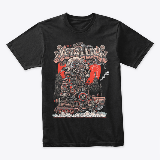 Camiseta Algodon Metallica style ruedas Art